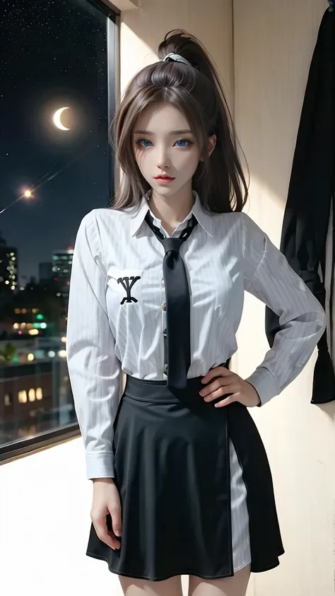 學院風條紋襯衫開叉裙裝 2025_9_13
