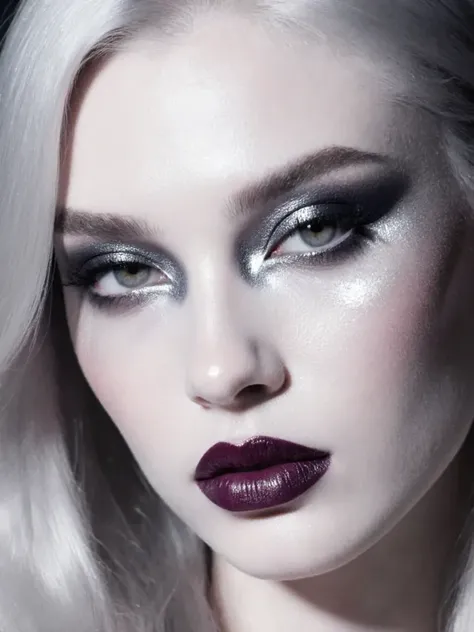 silver hair, grey eyes