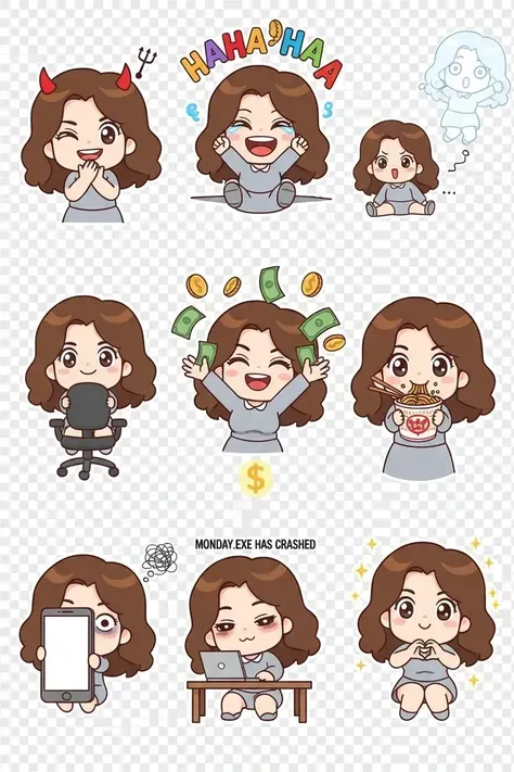 Pacote de figurinhas de trabalhador Q-style