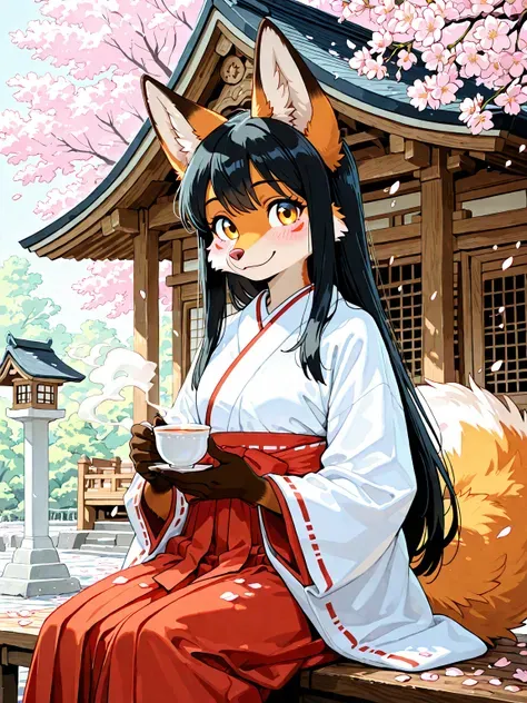 狐巫女さん、お茶の時間