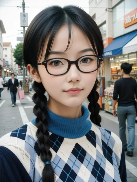Japanese Glasses Woman BB Pony Realistic 111