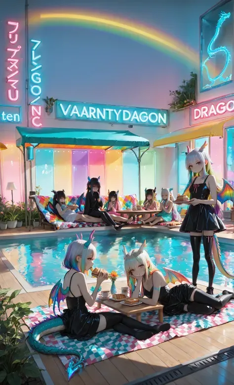 Dragon Girls' Poolside Party! 🌈✨