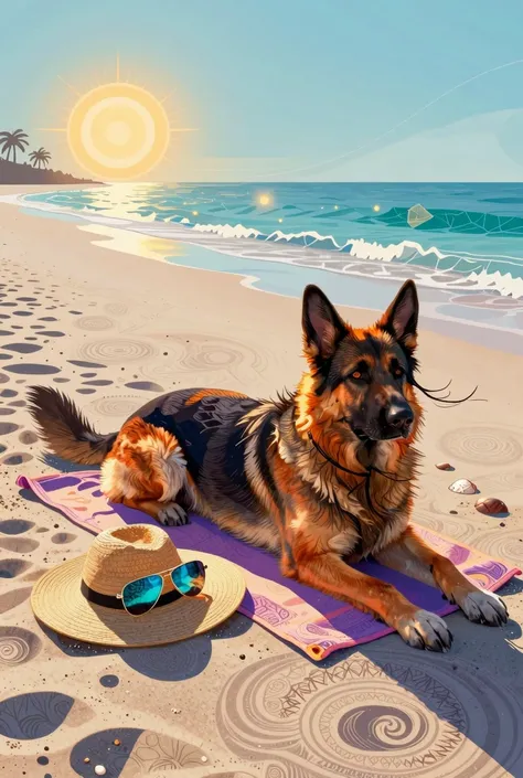 German Shepherd's beach vacay 😎