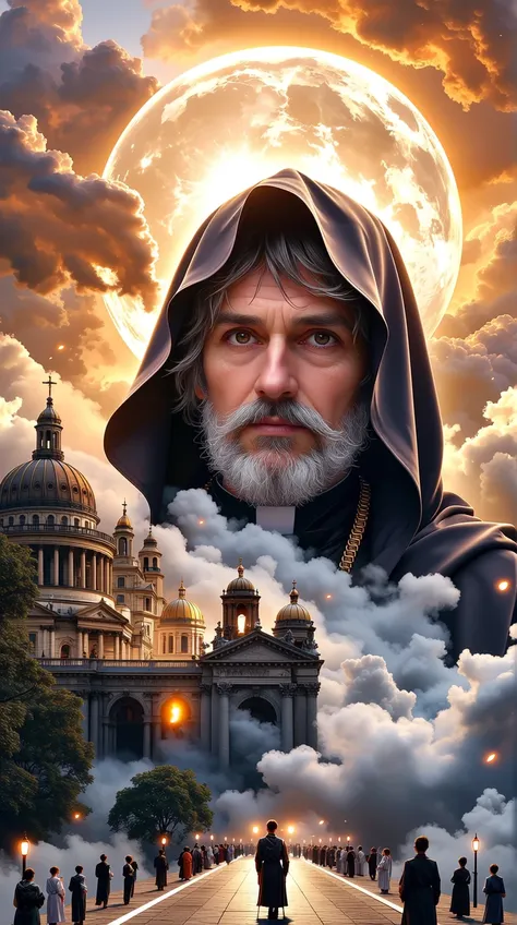 Heavenly pilgrimage under the giant priest 🌅