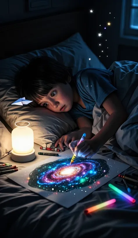 小孩哥居然画出了发光星河！✨