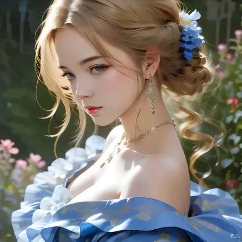 青いドレスの女SDXL v1.0