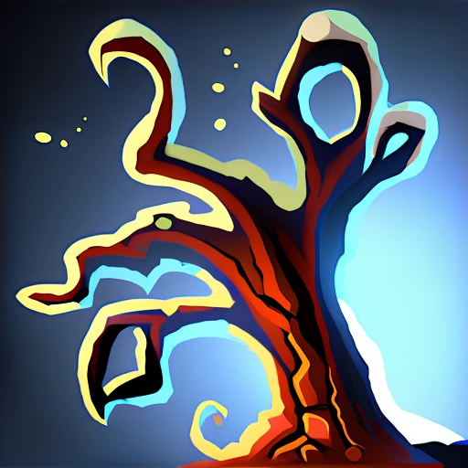 creepy dead tree, stylized game icon