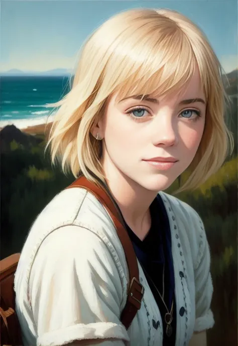 (portrait:1.1) photo of the most beautiful artwork in the world featuring BiL13L1SH, smiling, heart professional majestic oil painting by Ed Blinkey, Atey Ghailan, Studio Ghibli, by Jeremy Mann, Greg Manchess, Antonio Moro, trending on ArtStation, trending...