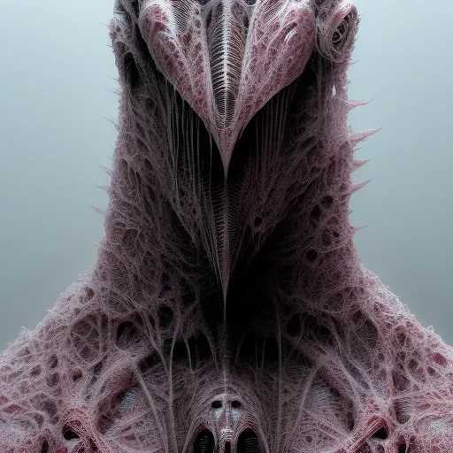 alien creature, fangs, claws, snout, mech, cybertech, 4k, highest quality,grunge aesthetics, grunge textures, washed out colors, weird shapes, eerie, horror, art by RFKTR_bontrex-150
