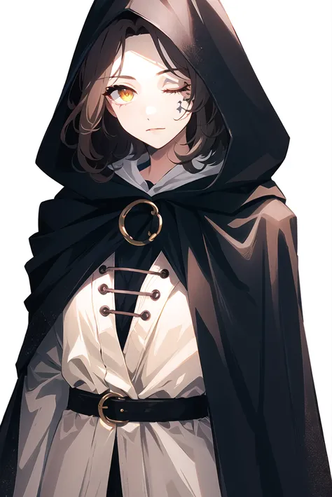 melina (elden ring),
1girl, black cloak, (brown hair), cape, cloak, hood, hooded cape, hooded cloak, medium hair, one-eyed, one eye closed, scar, scar across eye, solo, yellow eyes, (pink hair:0.7), facial tattoo
, ((masterpiece))
<lora:melina:0.65>