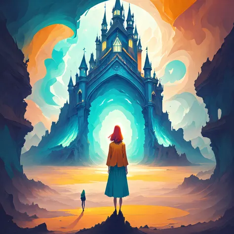 woman standing in front of a (magical:1.2) land, (vibrant, colourful, color,) <lora:doortoinfinity:0.65> <lora:pastelmixInspiredV5_v5:0.5>