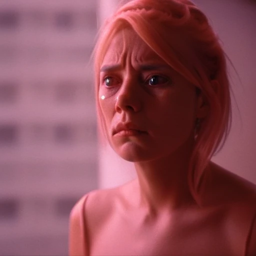 (35mmstyle:1) artstyle headshot portrait photo cinematic film still of beautiful woman crying, sad, intense, depth of field, 1999
