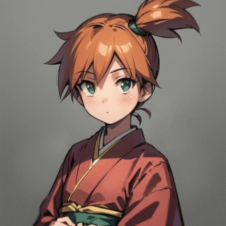 beautiful, masterpiece, best quality, extremely detailed face, perfect lighting, 1girl, solo, green eyes, <lora:Misty:0.9>, kimono, red kimono, japanese clothes, long sleeves, wide sleeves, looking at viewer, wide sleeves,