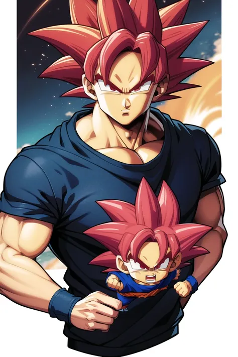 son_goku, super_saiyan_god, red_hair, chibi, cute, hoodie, <lora:son_goku:0.6> note: this generation is interesting lol. put it ...