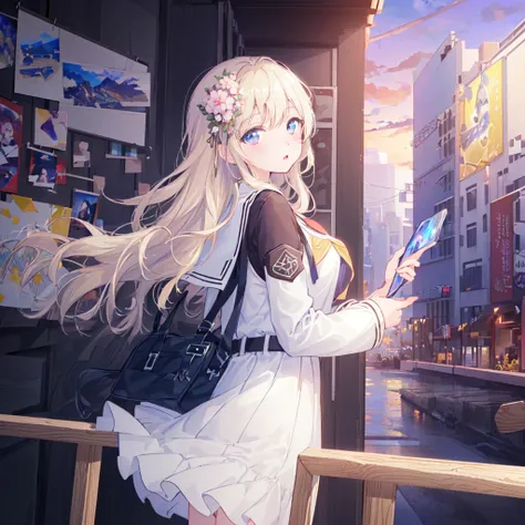 (((masterpiece,best quality,official art,extremely detailed CG unity 8k wallpaper))),illustration,landscape,solo,1girl,bishojo,beautiful detailed eyes,Student uniforms