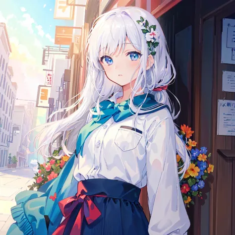 (((masterpiece,best quality,official art,extremely detailed CG unity 8k wallpaper))),illustration,landscape,solo,1girl,bishojo,beautiful detailed eyes,Student uniforms