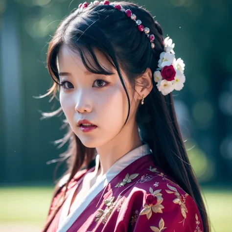 best quality, ultra high res, (photorealistic:1.4),1girl,(((iu))), illustration.media of a hanfugirl, hanfu, beautiful intricacy clothing decorative pattern details, arms behind back, colorful, clear sharp focus, volumetric lighting, soft lights, cinematic...