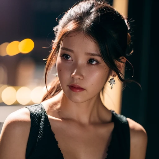 best quality, ultra high res, (photorealistic:1.4),1girl,(((iu))),arms behind back, colorful, clear sharp focus, volumetric lighting, soft lights, cinematic lighting, cinematic effects, Intricate details,
<lora:iu_v15:0.9>