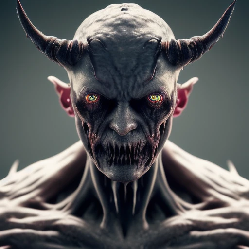 A scary demon, + symmetrical eyes + intricate details + zoomed out + portrait + face complete photo + f18 + extremely detailed + ultra - realistic + cinematic lighting + 4k + uhd + 3d + octane render + cinematic