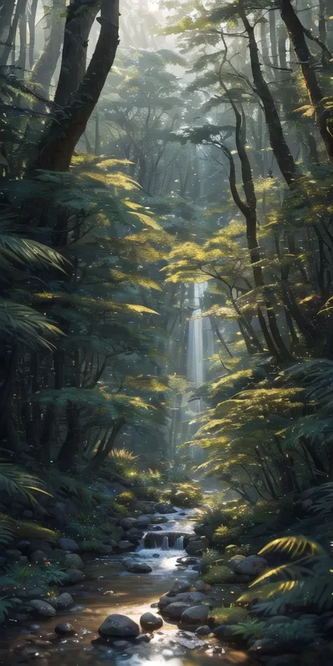 A cute miniature-style forest with tiny trees and a small river, viewed from an isometric perspective, masterpiece, best quality, high quality, extremely detailed CG unity 8k wallpaper, oil paiting, award winning photography, Bokeh, Depth of Field, HDR, bl...