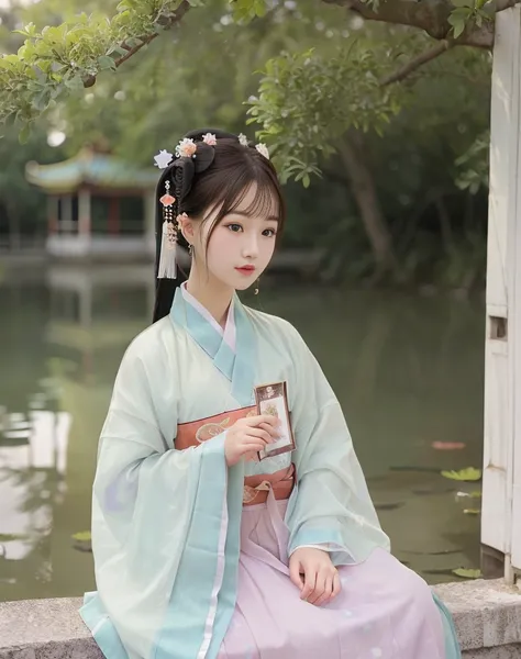 (8k, RAW photo, best quality, masterpiece), (realistic, photo-realistic),best_quality,head,original_outfit,hanfu,clear details,masterpiece, best_quality, clear details,1girl,Chinese park background,cowboy shot, perfect hand, <lora:hanfu2.1:0.6>, <lora:japa...