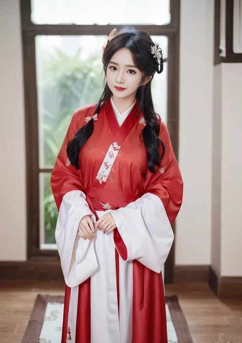 (8k, best quality, masterpiece:1.2), (realistic, photo-realistic:1.2),<lora:hanfu_v21:0.5>, jin, (Hanfu, jin, Jin Dynasty, Jin clothing:1.2), upper body, smile,large breasts, <lora:Power Function_V3:0.7>, masterpiece, best quality,