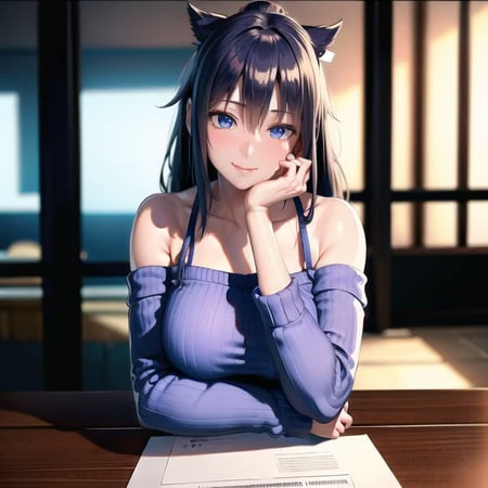 (8k, RAW photo, best quality, masterpiece:1.2), (realistic, photo-realistic:1.37),1 girl,cute, light smile,blue eyes, (solo),detailed faceponytail, dramatic angle,
,office,looking at viewer,pov,cyberpunk,
 <lora:tifoseMix32:0.9>,