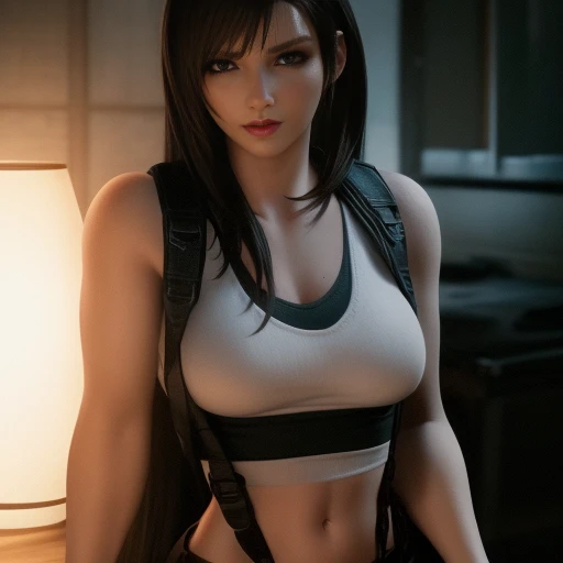 Tifa Lockhart, final fantasy 7 remake, intricate, detailed, highres, 8k, detailed hair, detailed skin, masterpiece, very long hair, realistic, award-winning photography, <lora:tifa lockhart:0.6>,