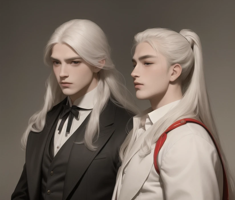 masterpiece, best quality, highres, Man with long white hair,young,Handsome face,(Lateral face) <lora:GFman-000002:1>