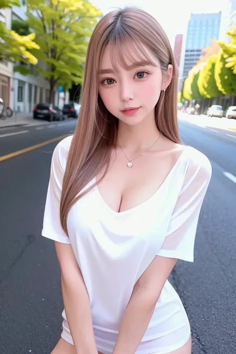 best quality, white skin, real human skin, (detailed fac), oval face, pores, ultra high res, (8k, RAW photo, photorealistic:1.4), 1girl, slim, (looking at viewer with a serene and goddess-like happiness:1.2), ( lipgloss, eyelashes, gloss-face, best quality...