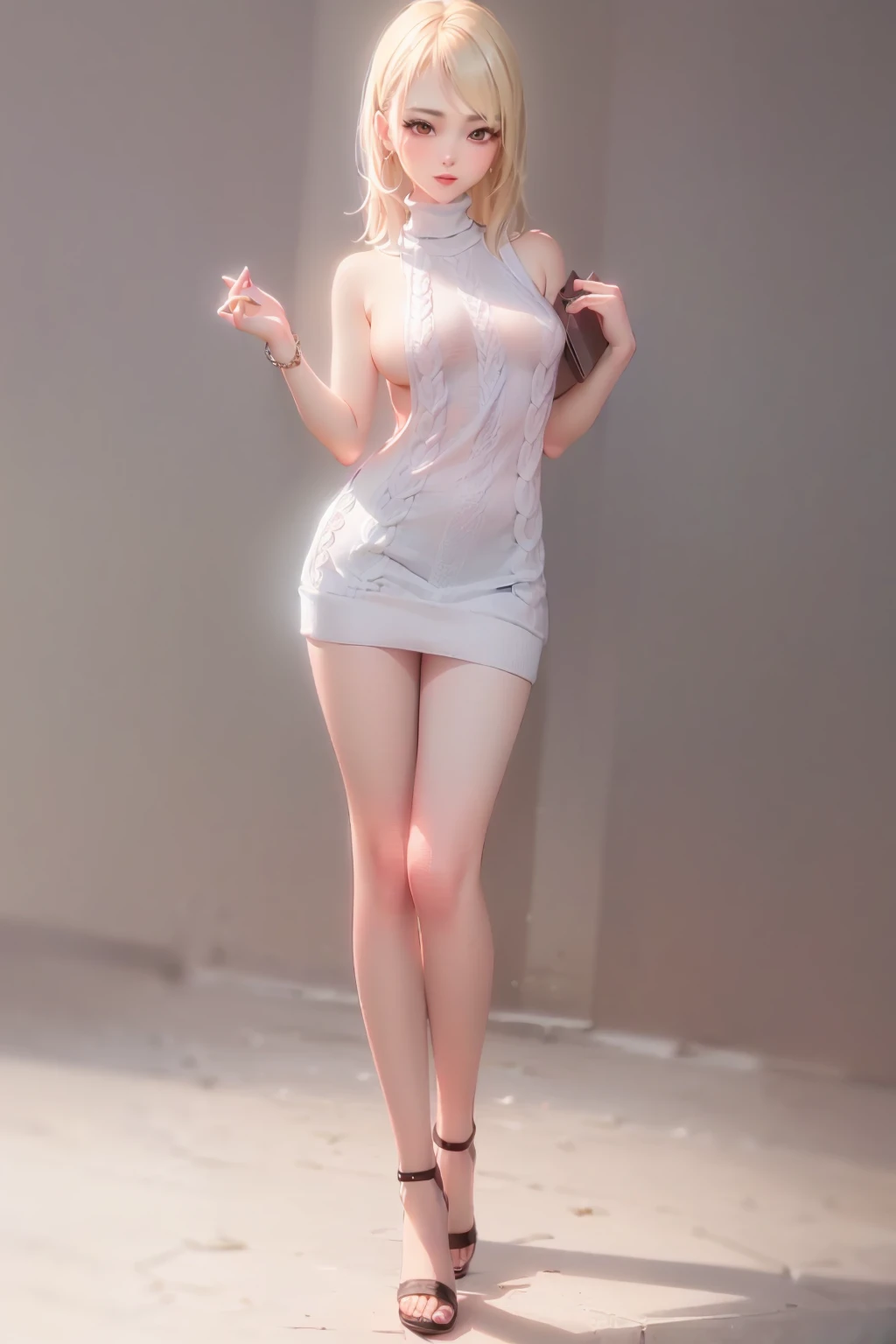 (full body:1.3), delicate, masterpiece, beautiful detailed, colorful, finely detailed, intricate details, promptsgirl, (1girl:1.6), (white shirts:1.3), (hands behind:1.3), sexy lady, (large breasts:1.1), (slender legs:1.3), (slim thighs:1.3), (small pelvi...