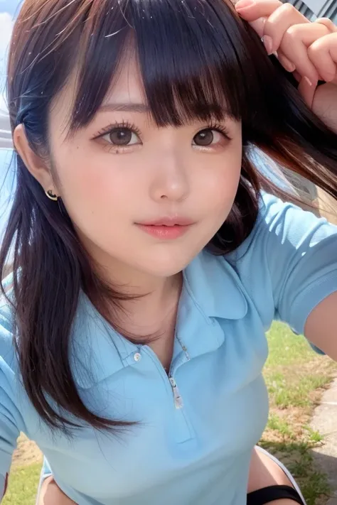 masterpiece, best quality, 1girl, aqua eyes, black hair, closed mouth, earrings, multicolored background, hoop earrings, jewelry, looking at viewer, long hair, outdoors, solo, ((upper body)), alluring, clean, beautiful face, pure face, pale skin, sexy pose...