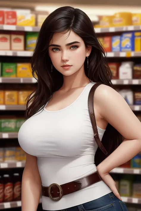 picture of (jencon90s:1), a woman (wearing a tight white t-shirt:1.2), (wearing jeans), (big breasts:1.1), modelshoot style, (extremely detailed CG unity 8k wallpaper), photo of the most beautiful artwork in the world, professional majestic oil painting by...