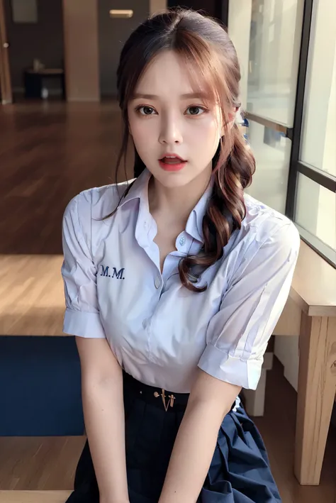 (photorealistic:1.4),(extremely detailed CG:1.2), (masterpiece:1.2), (best quality:1.2),(dynamic perspective),(very high detailed background),(highly detailed background),((absurdres)),looking at viewer,
,(1girl),solo,(long hair),(mathayom uniform),(white ...