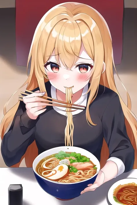 <lora:ramen:1>masterpiece, best quality, 1girl, ramen, eating, chopsticks, noodles