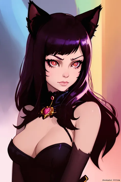 woman, velvet bra, cat ears, art by ilya kuvshinov and Anton Otto and Anna Dittmann and Marc Simonetti,