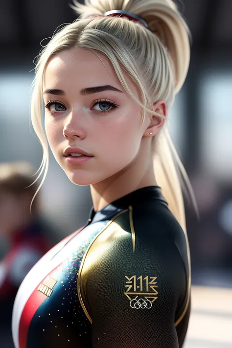 photo of (l1vvydunne:0.99), a woman as (a gymnast:1.2), (in the olympic games1.1), modelshoot style, (extremely detailed CG unity 8k wallpaper), photo of the most beautiful artwork in the world, professional majestic oil painting by Ed Blinkey, Atey Ghaila...