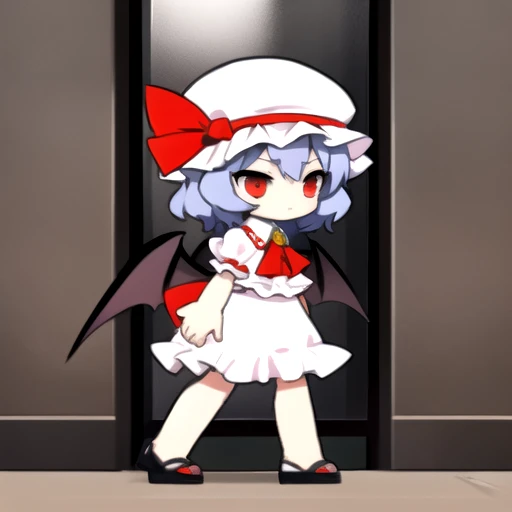 (masterpiece, best quality:1.2), <lora:AKTEST-03:1> chibi, remilia scarlet, mansion, full body, (flat shading:1.1)