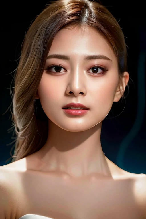 complex 3d render ultra detailed of a beautiful porcelain profile tztwtzuyu android face, cyborg, robotic parts, 150 mm, beautif...