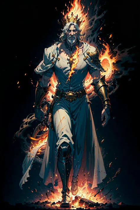 Gwyn, Lord of Cinder, is a powerful and ancient being who once ruled over the world of Dark Souls. He has a majestic appearance and clothing that reflect his status as a king and a god. According to the web search results123, he wears:

A set of royal drap...