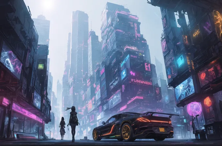 1girl, ((masterpiece)), ((extremely detailed)), ((best quality)), ((8k_wallpaper)), walking into stars gate, hyperspace, unreal, (steel pen painting), Edward Hopper, (intricate detail:0.85), fantasy, multiverses, (cityscape), neon, cyberpunk, ((skyscraper)...