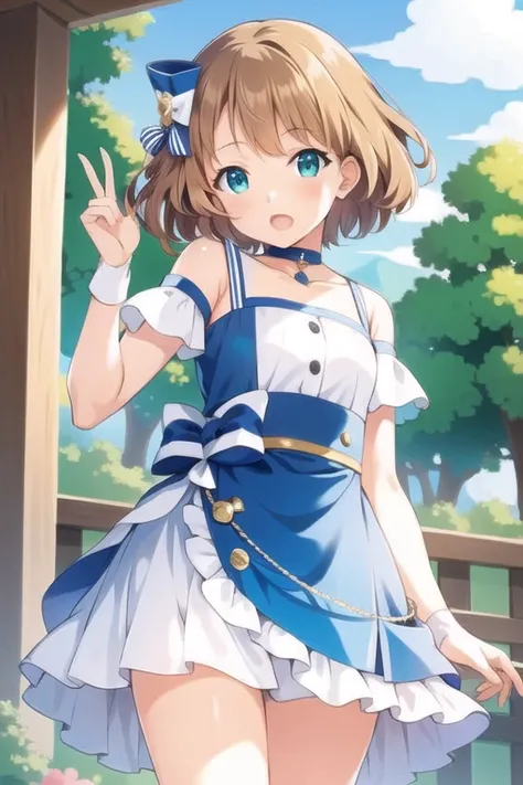 masterpiece, best quality,1girl, (solo:1.3),standing,
HinaMomo,short hair,brown hair,aqua eyes,ribbon,