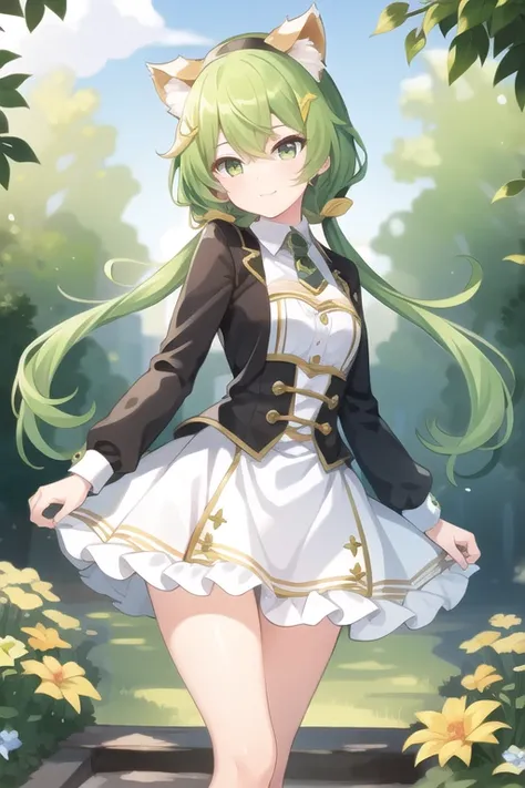 masterpiece, best quality, 1girl,(solo:1.3),standing,
Yuzu(Majsoul),green hair,green eyes,long hair,cat ears,