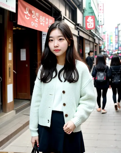 korean girl in seoul street