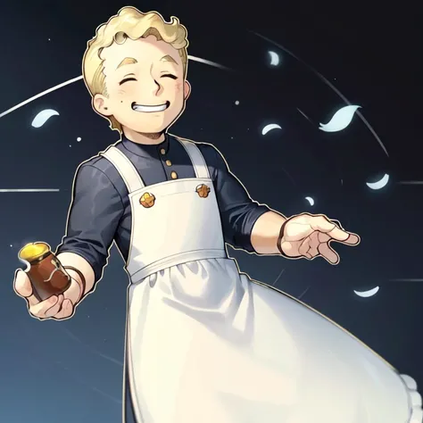 <lora:VaultBoyV1-000013:0.75>, VaultBoy, 1boy, solo, maid_uniform, blonde_hair, male_focus, chibi