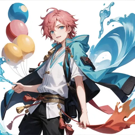 masterpiece, best quality, 1boy,(solo:1.3),standing,official art, simple background, close-up,looking at viewer, 
Qixi,1boy,pink hair,short hair,aqua eyes,