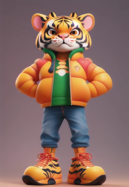 <niji-se-3d>, cute tiger standing, front view, close view, good face, best quality