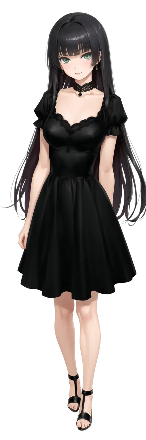 renge-pc, (((full body))), standing, (bare legs), black dress, smile, 
<lora:renge v2.0-000019:0.6>