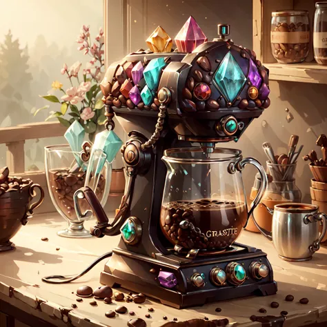 <lora:GemstoneAI-000012:.8> GemstoneAI coffee machine , concept art