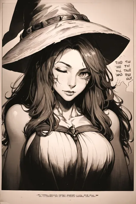 (masterpiece), (best quality), (detailed), (highres), <lyco:npzw-05:1.0>, (npzw:1.2), (text:1.2), monochrome, sepia, upper body, portrait, woman, <lyco:ranniTheWitchElden_v10:0.5>, Ranni, (cracked skin, 4 arms, extra arms:1.0), long hair, one eye closed, w...